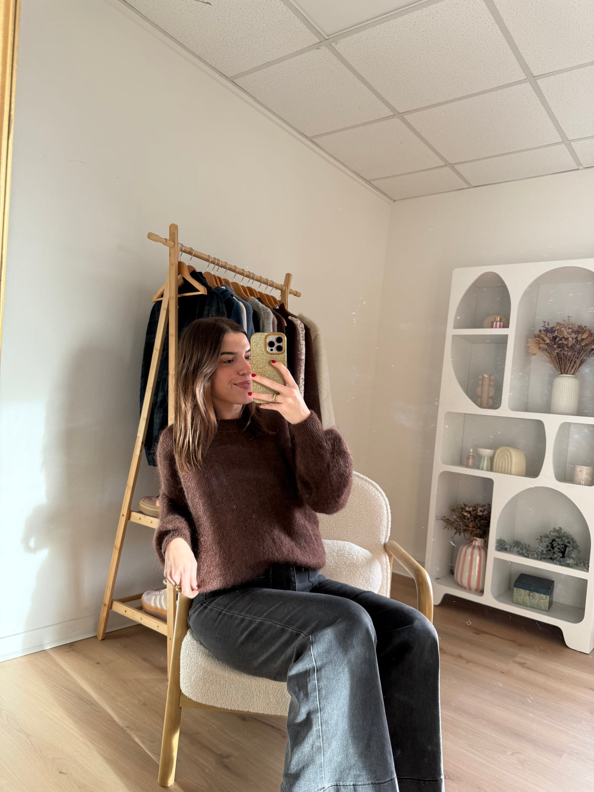 Maille en mohair et laine Gaia chocolat