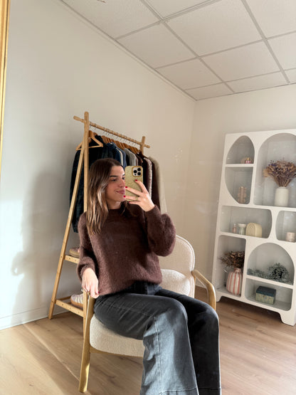 Maille en mohair et laine Gaia chocolat