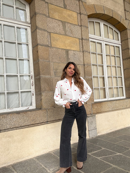 Blouse Victoire cœur en gaze de coton