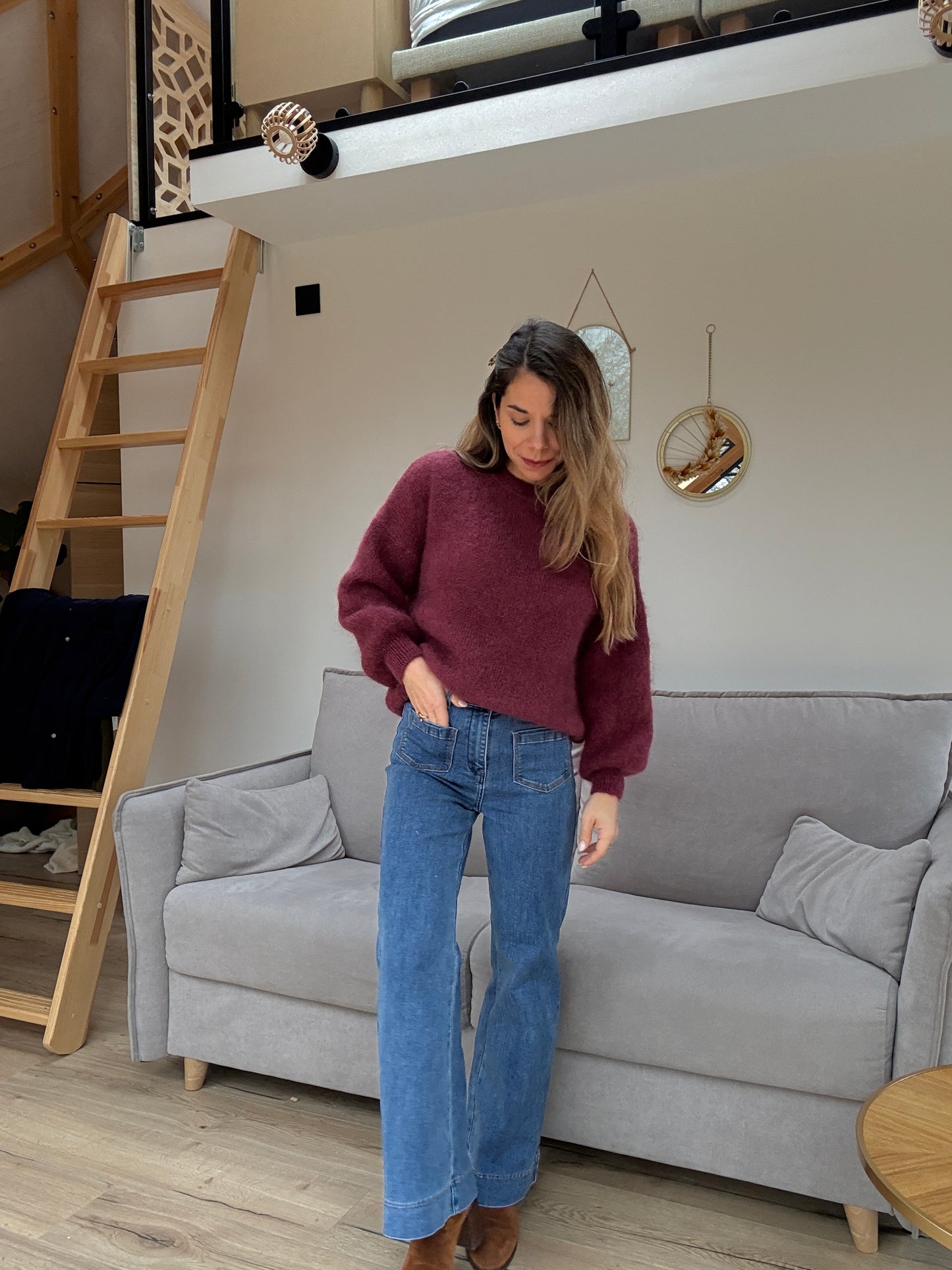 Maille en mohair et laine Gaia Bordeaux