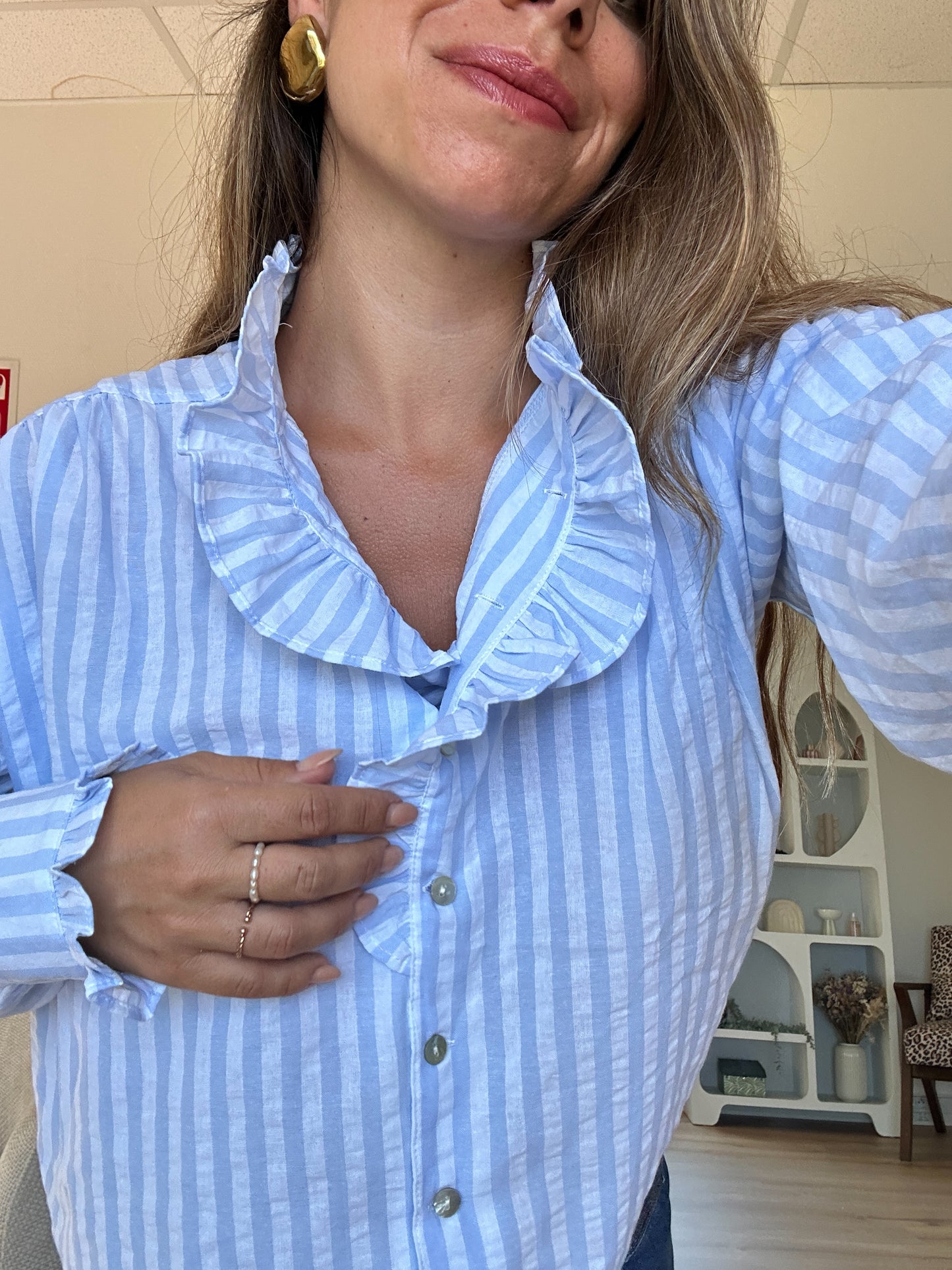 Chemise à rayures bleues et blanches Rosa