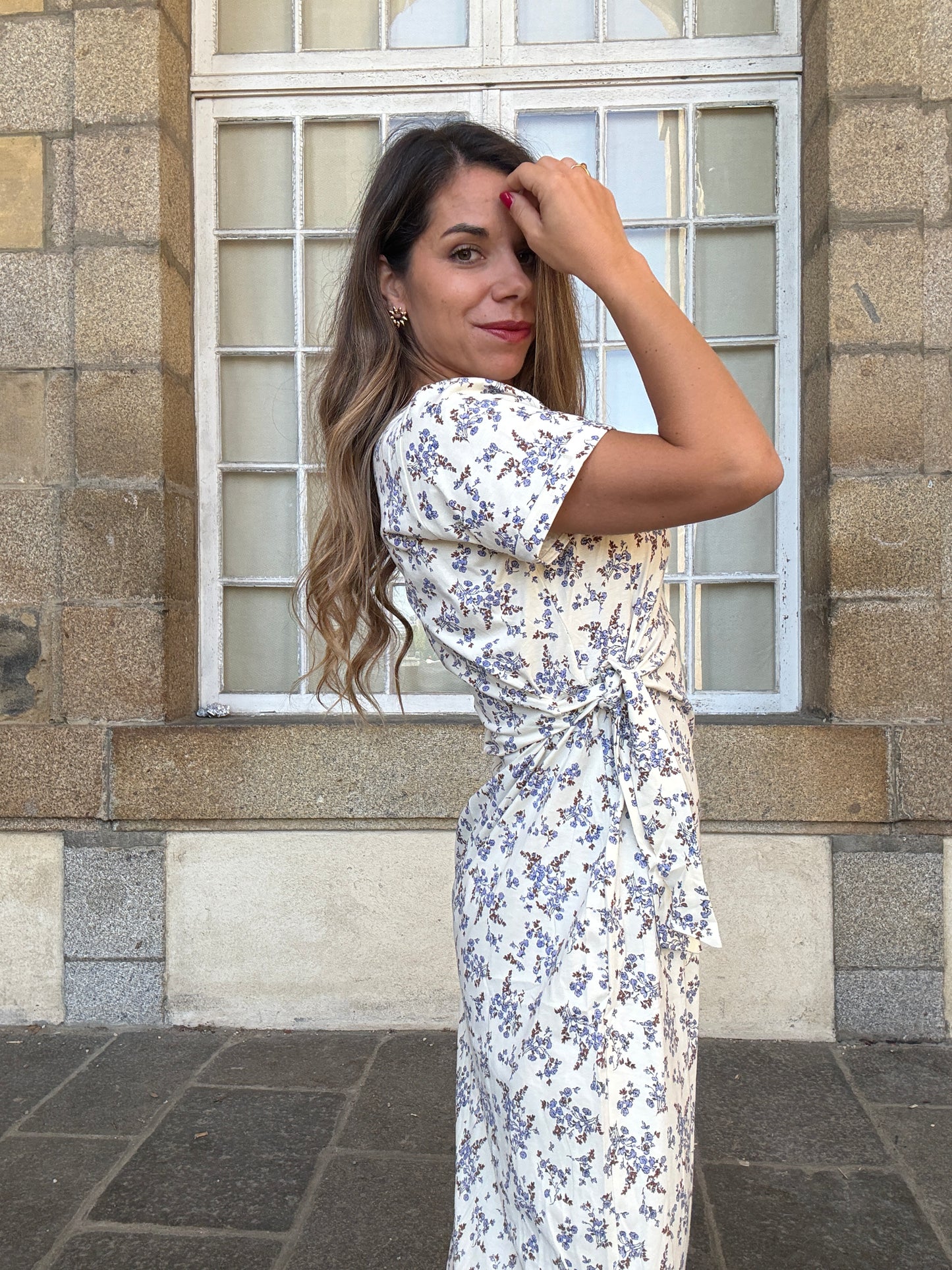 Robe longue à noeud Lucia bleue