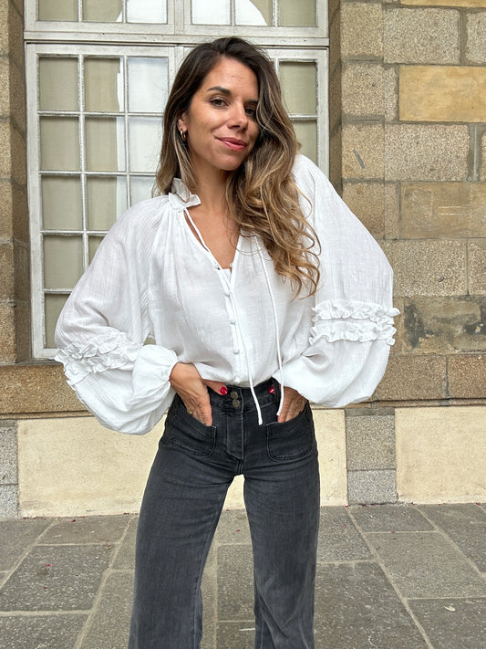 Blouse Esmée à volants écru