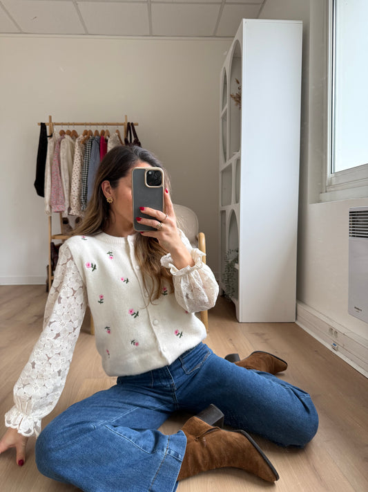 Pull sans manches fleuri Lina