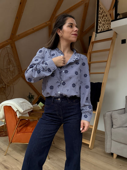 Blouse brodée marine Elsa