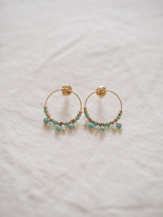 Boucles d'oreille créoles Lola bleues