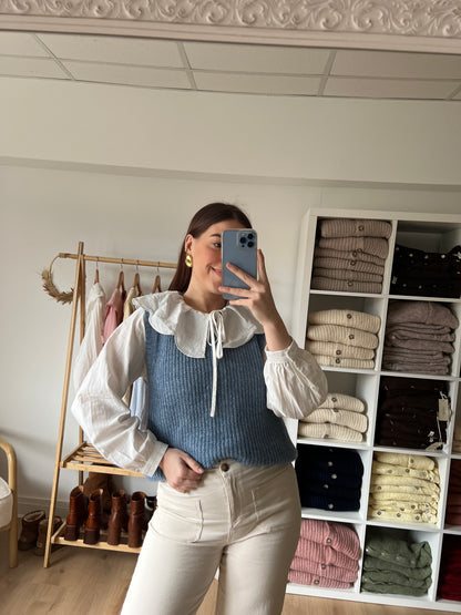 Pull sans manches bleu jean Adèle
