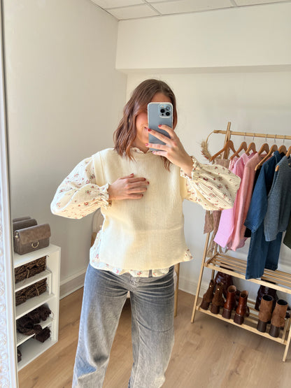 Pull sans manches Isaure écru