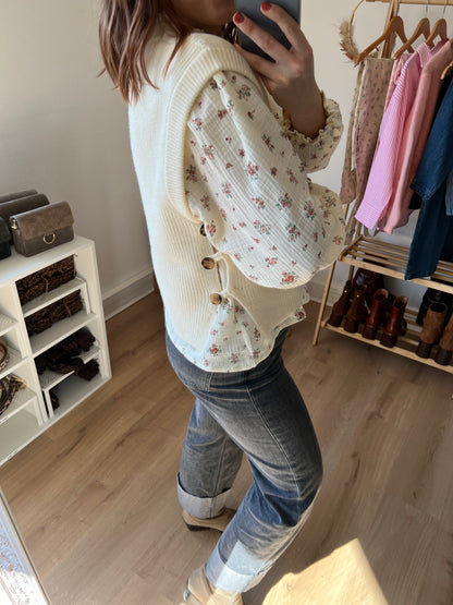 Pull sans manches Isaure écru