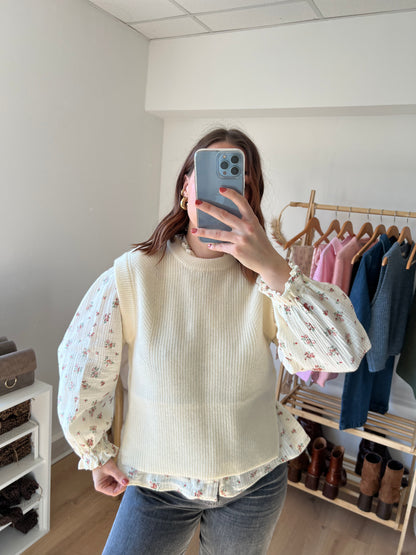 Pull sans manches Isaure écru