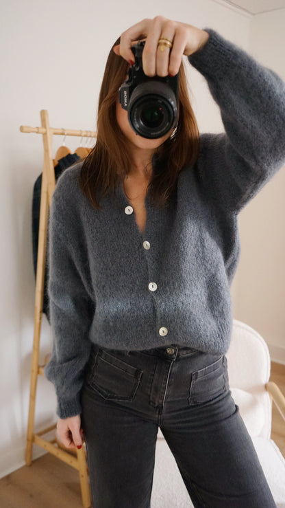 Maille en laine Bianca gris foncé