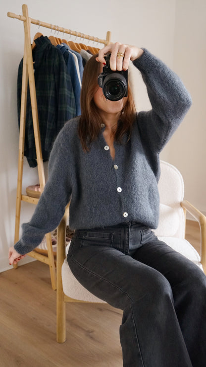 Maille en laine Bianca gris foncé