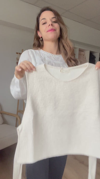 Pull sans manche avec nœuds Jeanne écru