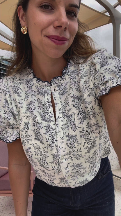 Blouse à manches courtes Mila bleue