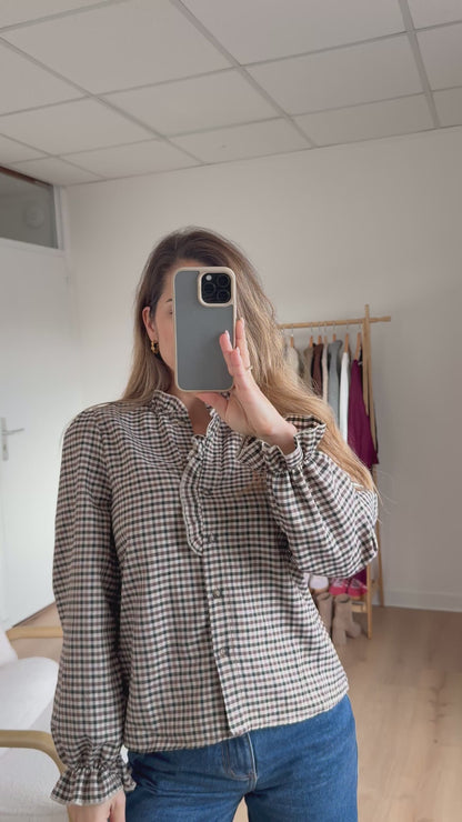 Pull fin péplum Albane bleu marine