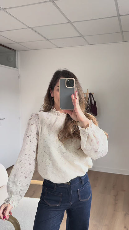 Blouse en dentelle écrue Alma