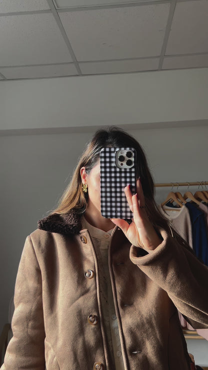Manteau avec un col en moumoute chocolat Bérénice