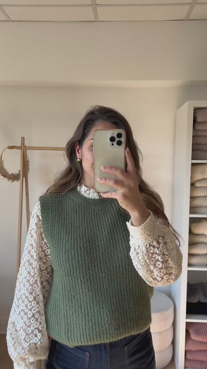 Pull sans manches kaki Adèle