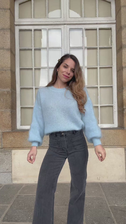 Maille en mohair et laine Gaia bleu glacier