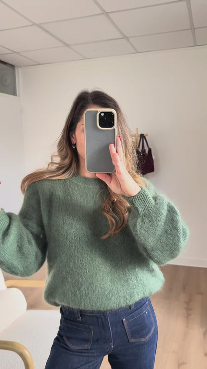 Maille en mohair et laine Gaia kaki