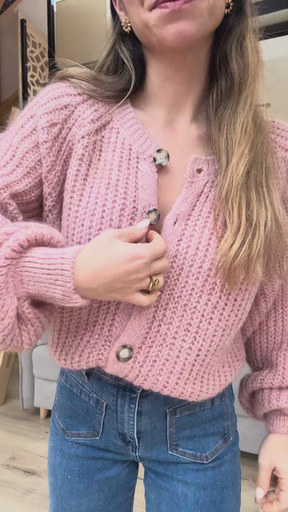 Cardigan rose chiné Honorine