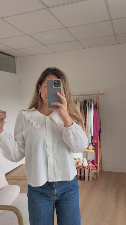 Blouse à col large blanche Coline