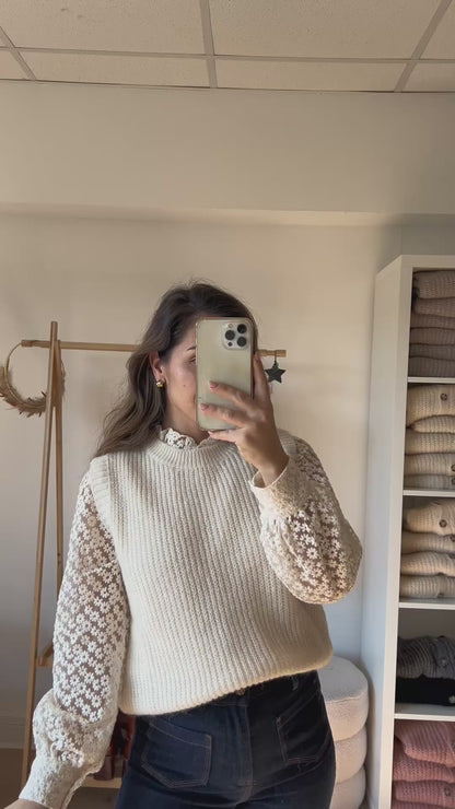 Pull sans manches ivoire Adèle