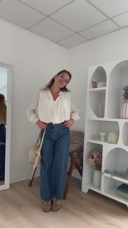 Blouse écrue brodée Maïwenn