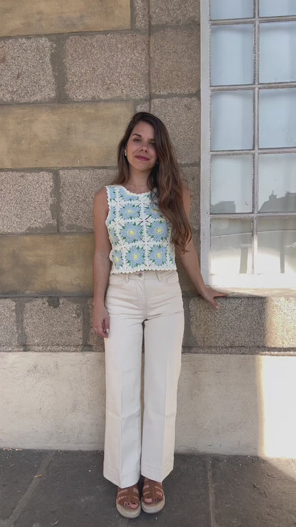 Top en crochet Livia bleu