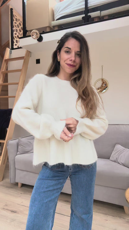 Pull peplum Elia écrue