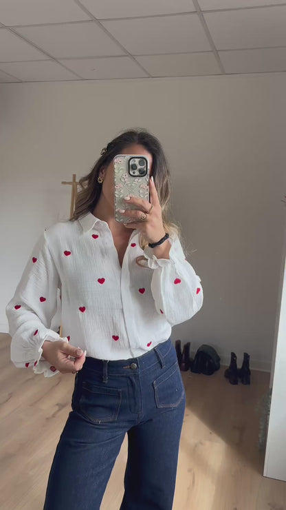 Blouse Victoire cœur en gaze de coton