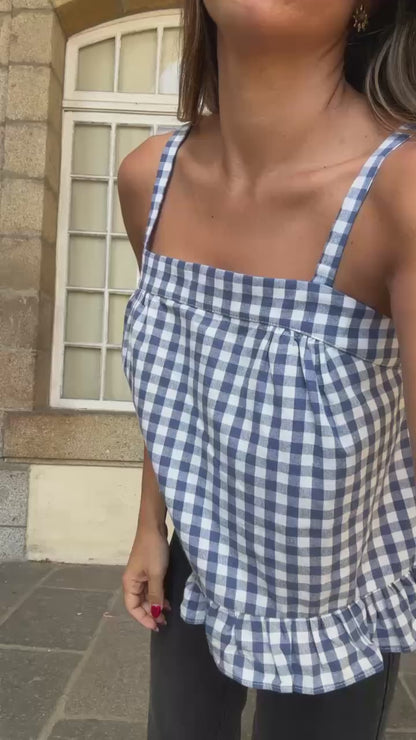 Top Callie vichy bleu marine