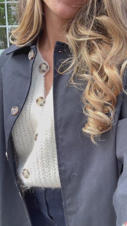 Trench long Émile en coton Liberty bleu marine