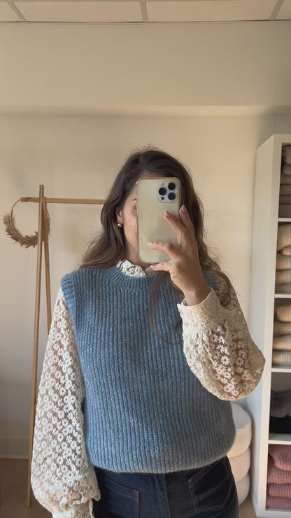 Pull sans manches bleu jean Adèle