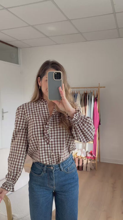 Blouse vichy marron Léonor